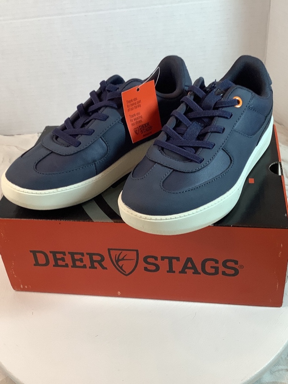 Nwt Deer Stags navy blue leather sneakers big kids sz. 1